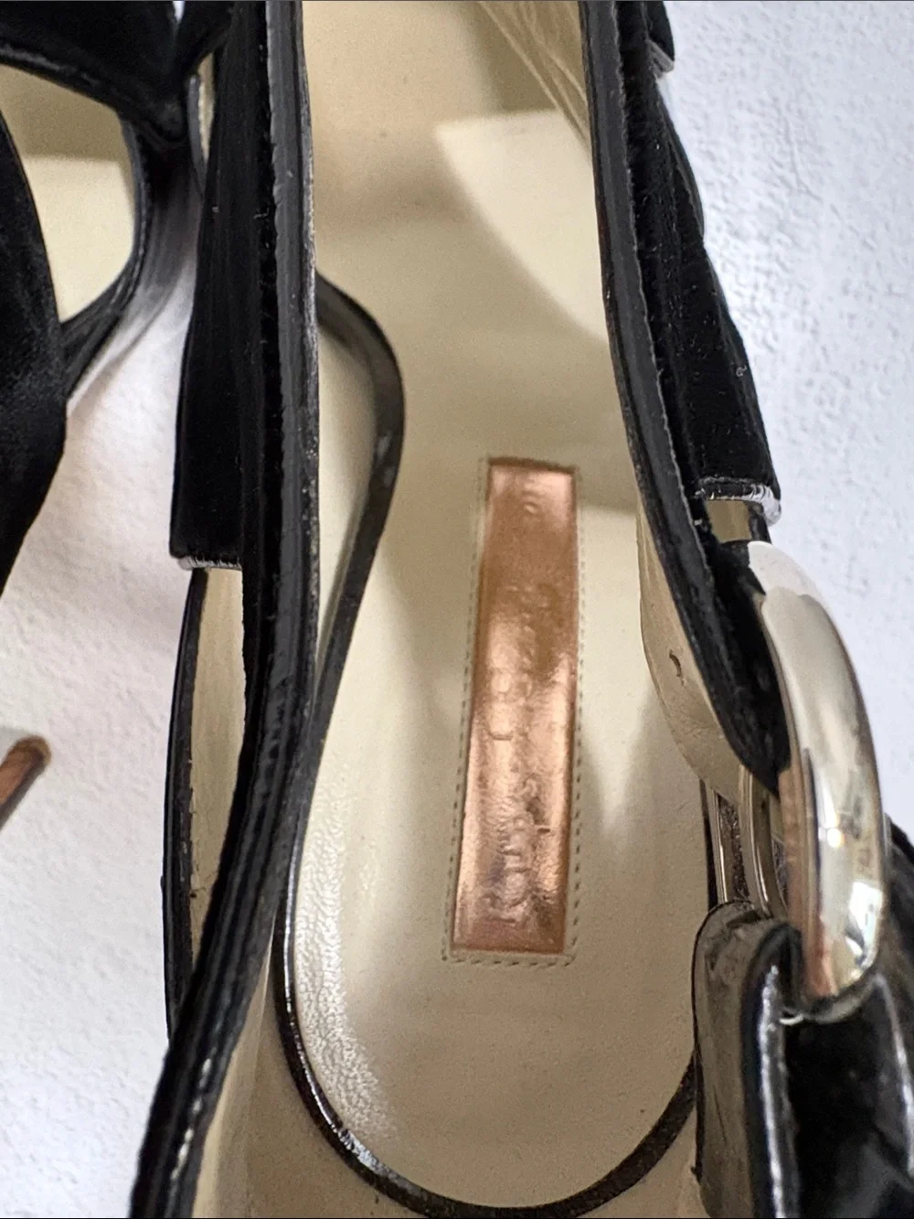 Black Velvet & Patent Leather Cutout High Heel Sandals 10.5
